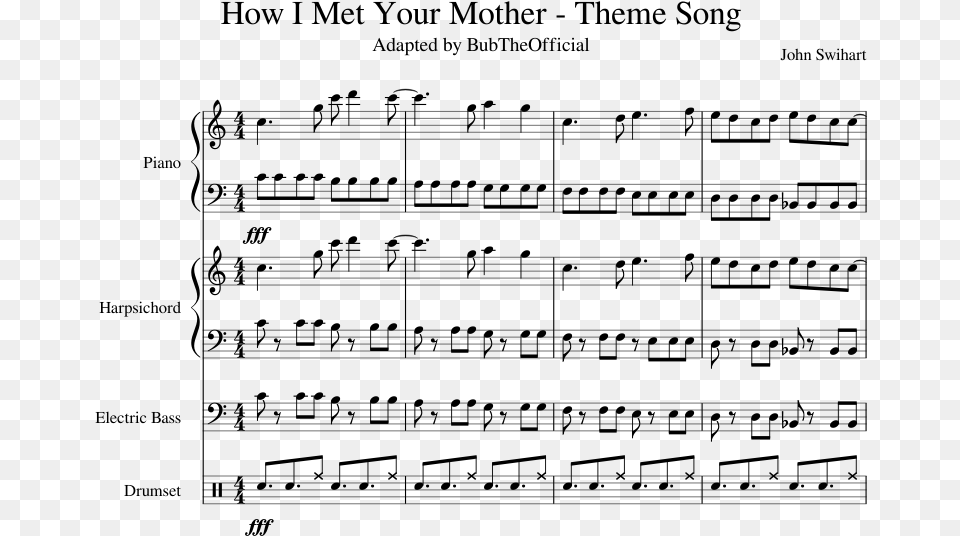 Met Your Mother Theme Song Sheet Music, Gray Png