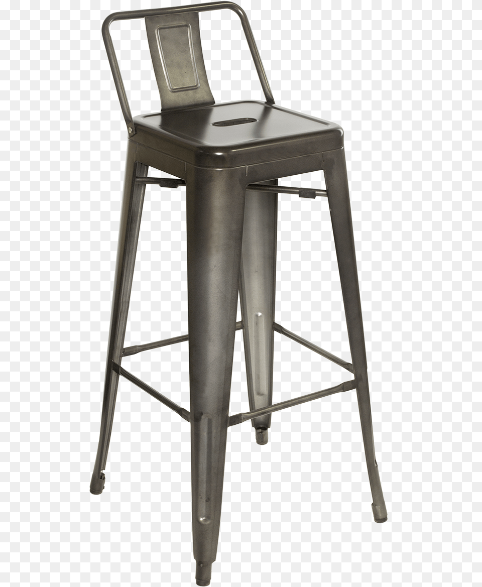 Metal Back Galvanized Steel Bar Stool Tabouret Industriel Assise 65 Cm, Bar Stool, Furniture, Chair Free Png Download