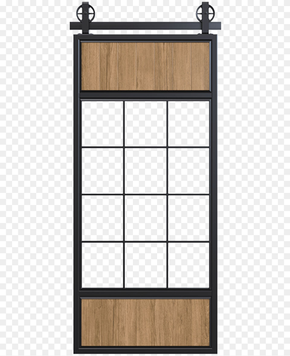 Metal Barn Door With Glass And Wood Panels Home Door, Garage, Indoors, Sliding Door Free Png