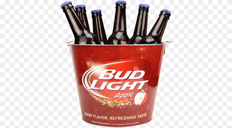 Metal Beer Ice Bucket Buckets Of Beer Bud Light, Alcohol, Beverage, Beer Bottle, Bottle Png Image