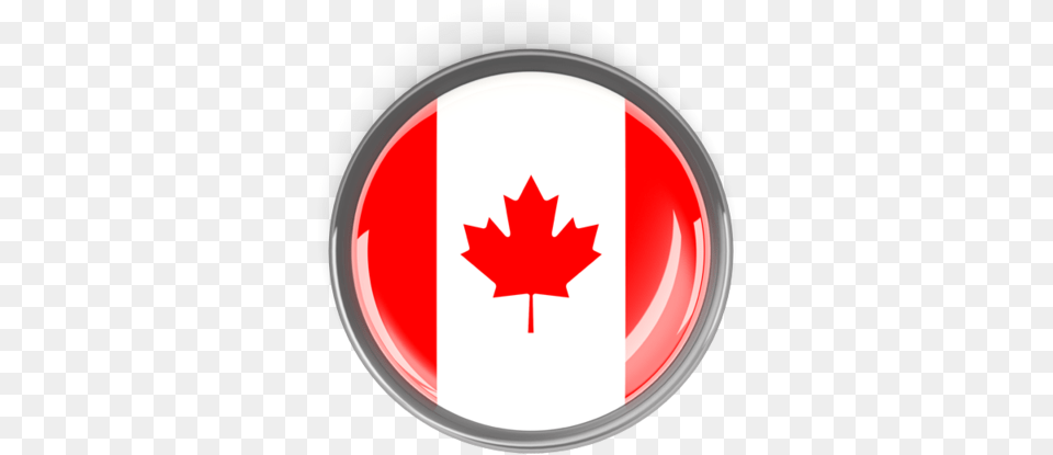 Metal Framed Round Button Canada Flag Button, Leaf, Plant, Maple Leaf, Logo Free Png Download
