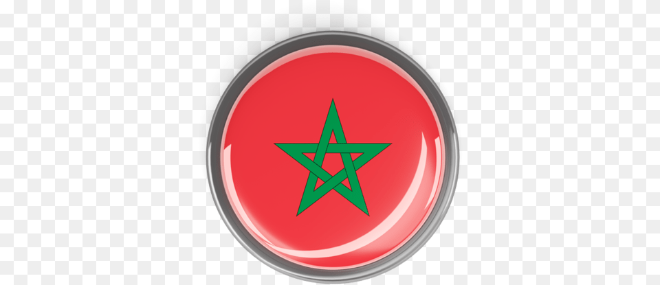 Metal Framed Round Button Morocco Round Flag, Star Symbol, Symbol, Disk, Emblem Free Png