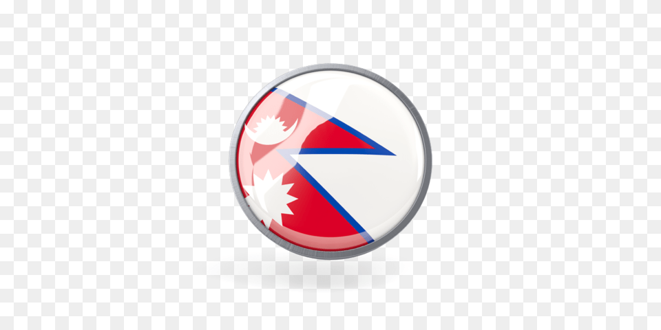 Metal Framed Round Icon Illustration Of Flag Of Nepal, Logo, Symbol Free Png Download