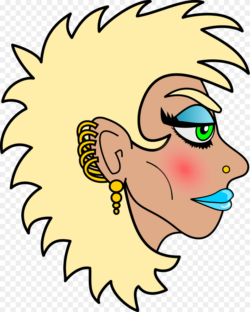 Metal Girl Blond Hair Blue Makeup Piercings Medium Skin Tone Clipart, Face, Head, Person, Baby Free Png