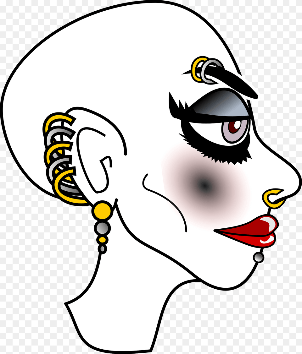 Metal Girl No Hair Piercings White Skin Clipart, Accessories, Earring, Jewelry, Art Png
