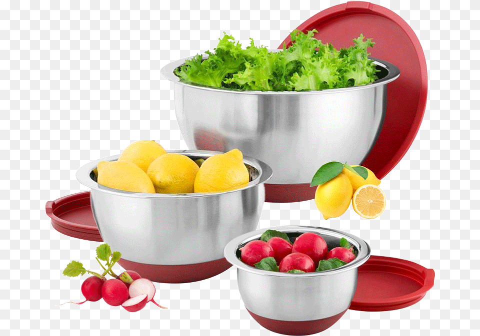 Metal Mixing Bowl Set With Lids, Food, Produce, Citrus Fruit, Fruit Png Image