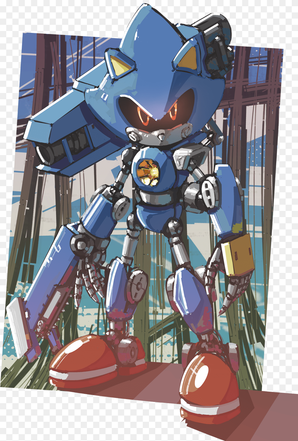 Metal Sonic But He Has A Cannon And A Chainsaw Metal Sonika, Robot, Book, Comics, Publication Png