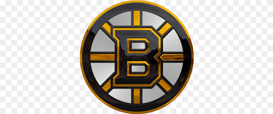 Metallic Boston Bruins Logo Circle, Armor, Emblem, Symbol, Disk Free Png