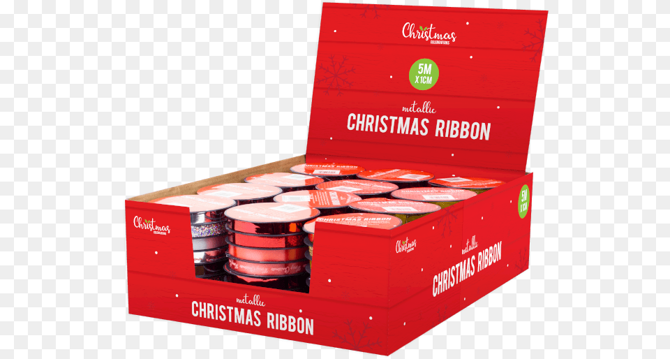 Metallic Christmas Ribbon 1cm X 5m Box, Face, Head, Person, Cosmetics Free Png