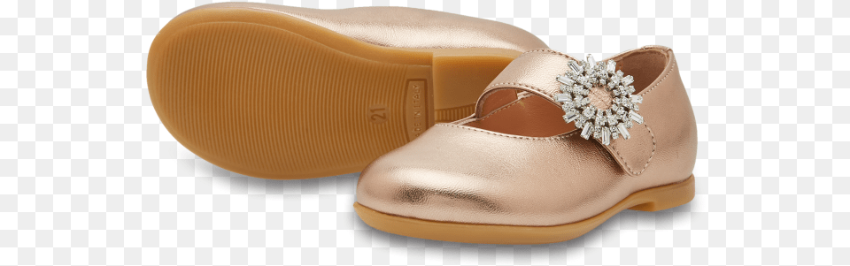 Metallic Copper Crystal Blossom Baby Ballet Shoes Sandal, Clothing, Footwear, Shoe, Sneaker Png Image