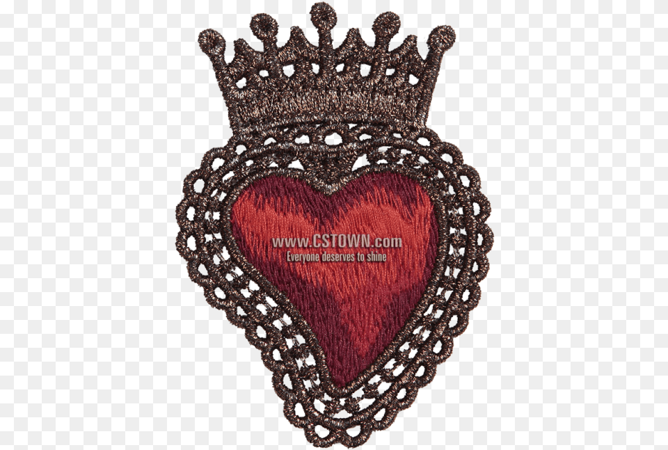 Metallic Thread Red Heart With Crown Fancy Embroidery Metallic Fiber, Accessories, Jewelry, Birthday Cake, Cake Free Png Download