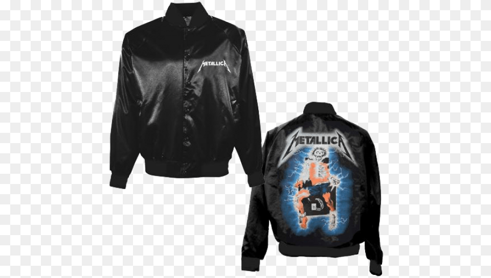 Metallica Satin Jacket Metallica Ride The Lightning, Clothing, Coat, Leather Jacket Free Transparent Png