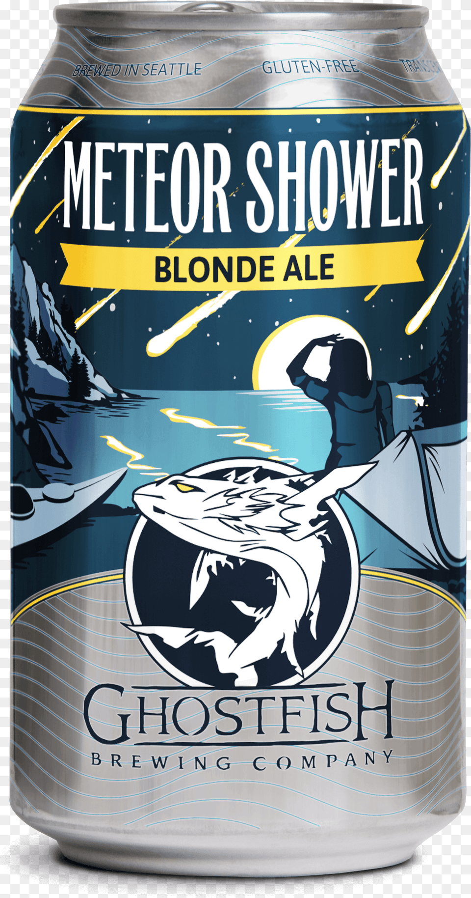 Meteor Shower Blonde Ale Ghostfish Gluten Beer, Lager, Alcohol, Beverage, Person Png Image