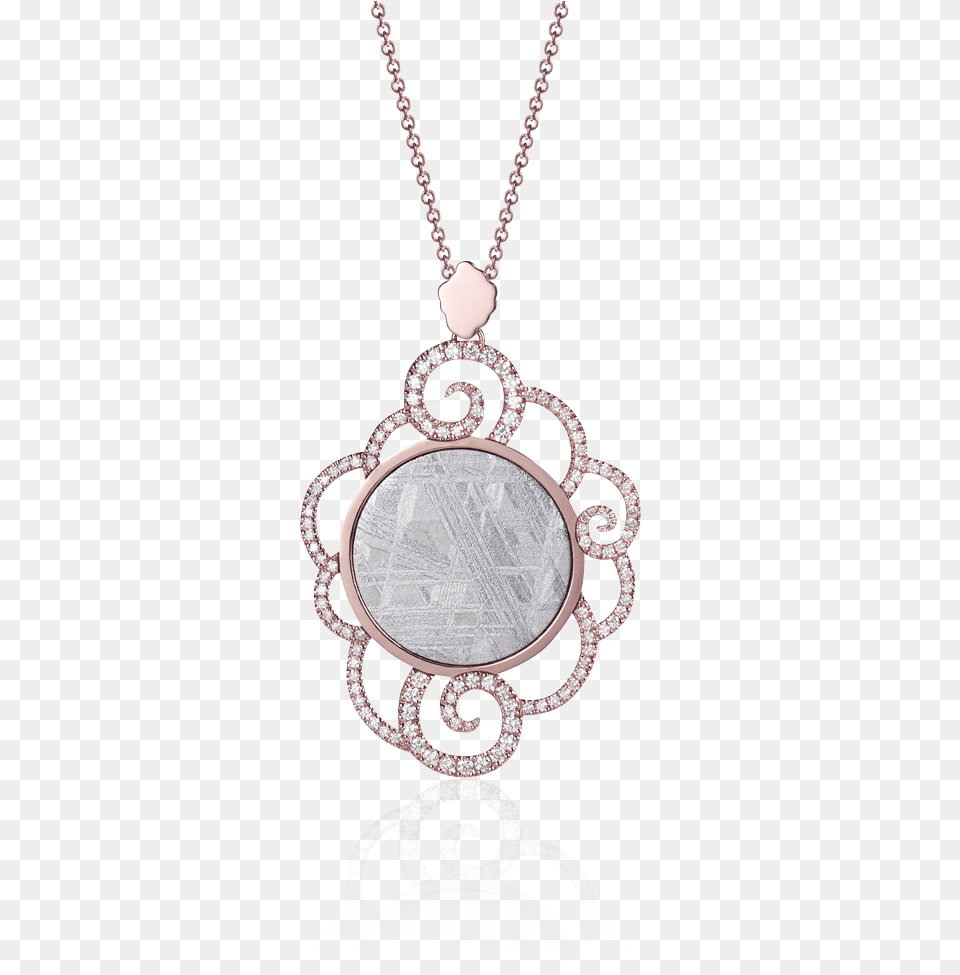 Meteorite Air Pendant With Diamonds In Red Gold Locket, Accessories, Jewelry, Necklace Free Png Download