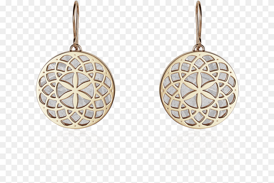 Meteorite Crop Circle Rosette Earrings In Yellow Gold Earrings, Accessories, Earring, Jewelry, Locket Png