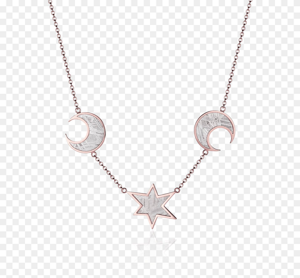 Meteorite Moons And Star Necklace In Red Gold Necklace, Accessories, Jewelry Free Png