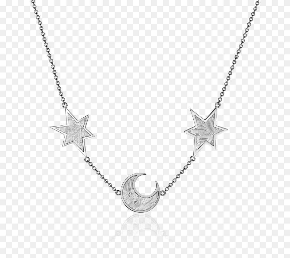 Meteorite Stars And Moon Necklace In Silver Moon Necklace, Accessories, Jewelry, Diamond, Gemstone Png