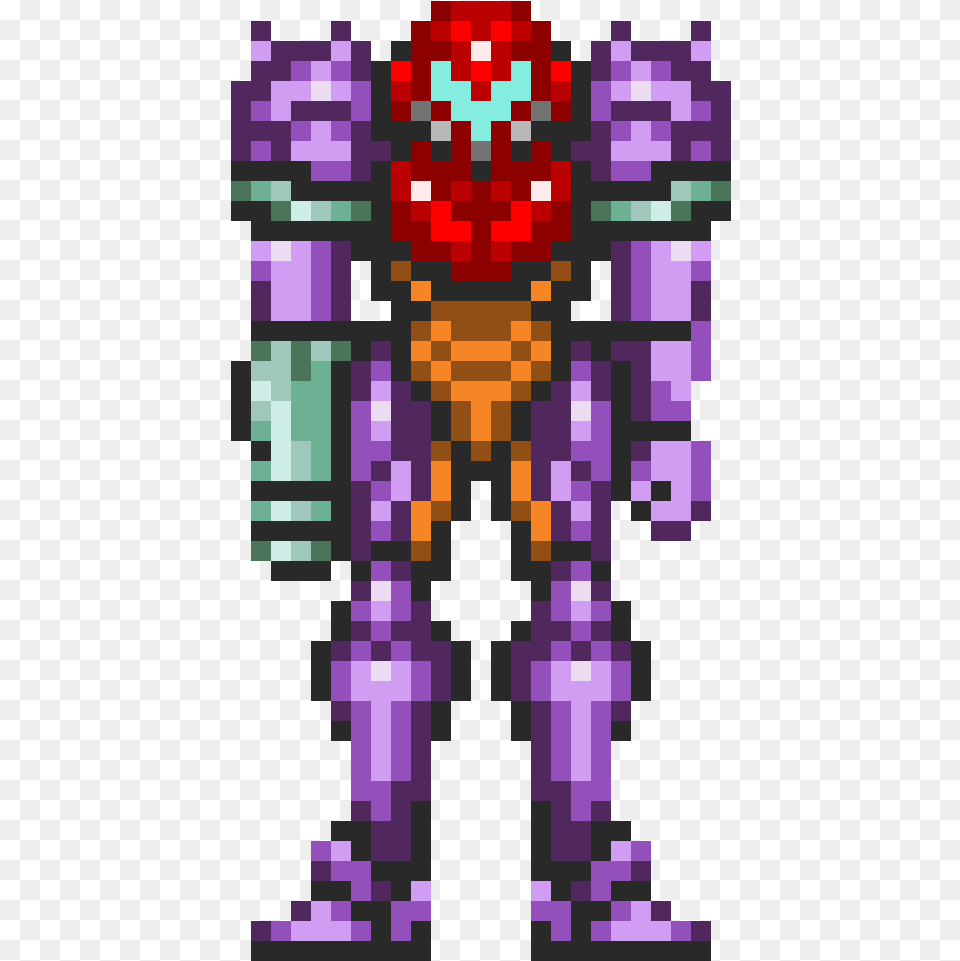 Metroid Samus Pixel Art, Purple, Qr Code Free Png Download