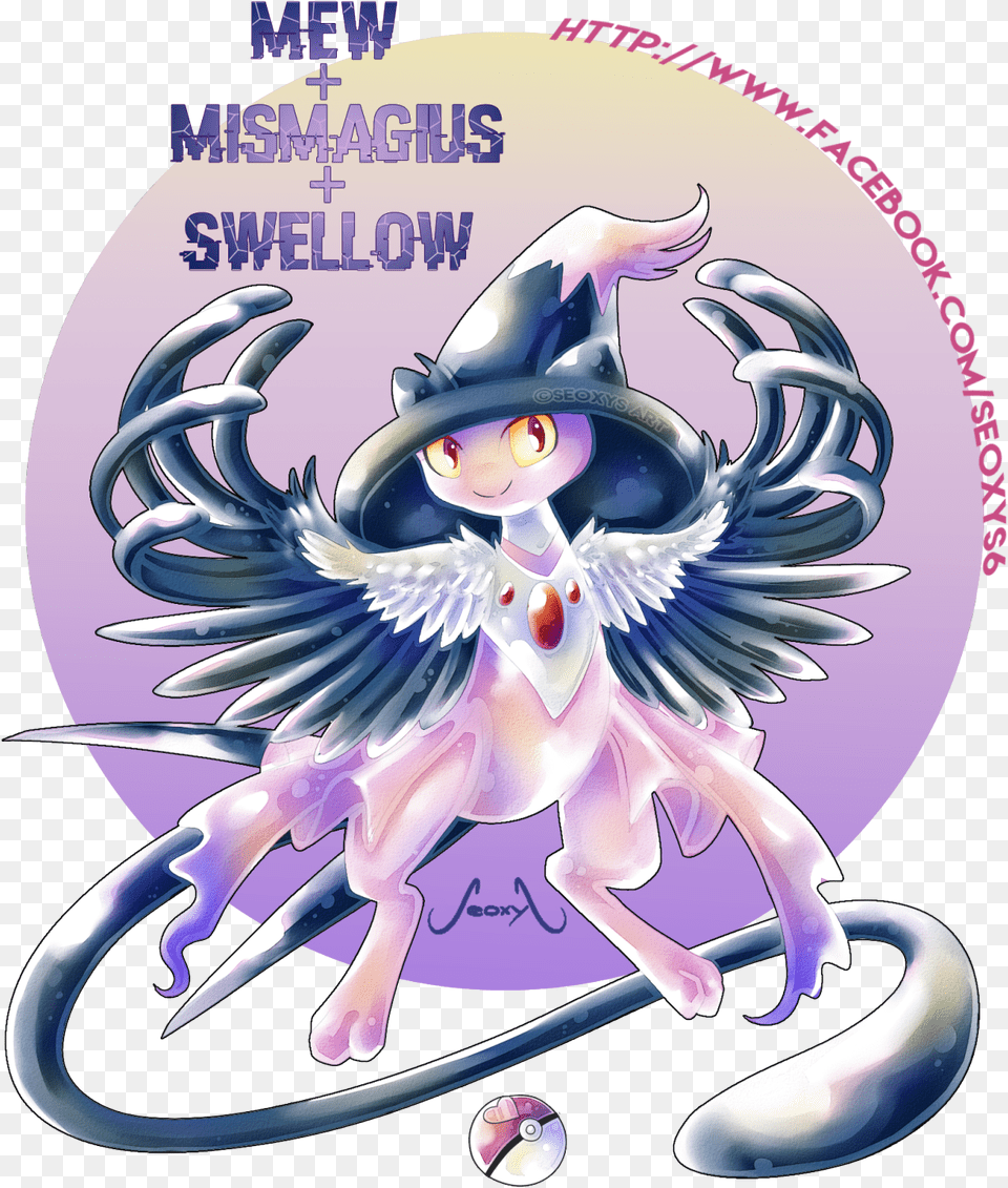 Mew Mismagius Swellow A Commission For Someone On Facebook Mew And Sylveon Fusion, Book, Comics, Publication, Purple Png