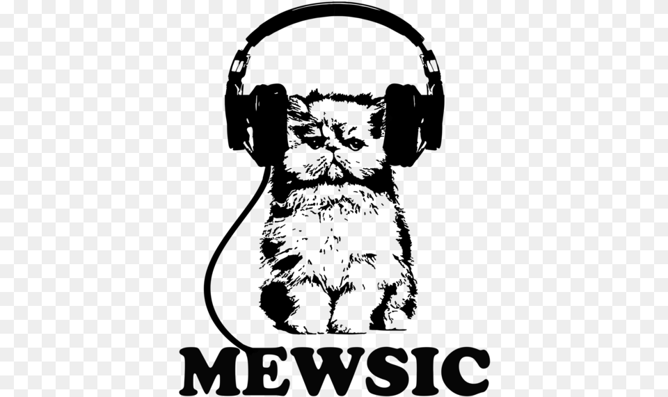 Mewsic Art Cat With Headphones Drawings, Lighting, Silhouette Png Image