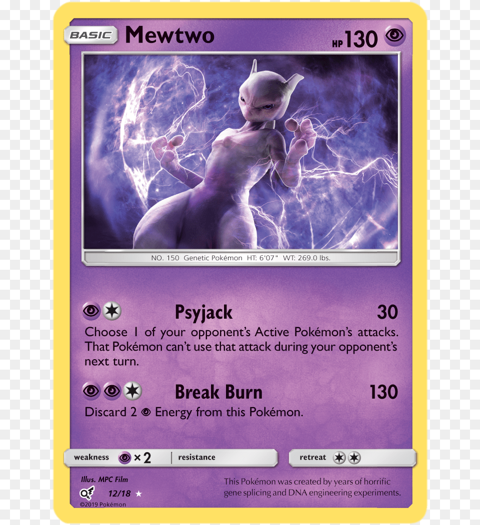 Mewtwo 1218 Holo Rare Mewtwo Detective Pikachu Card, Purple, Baby, Person, Advertisement Png Image