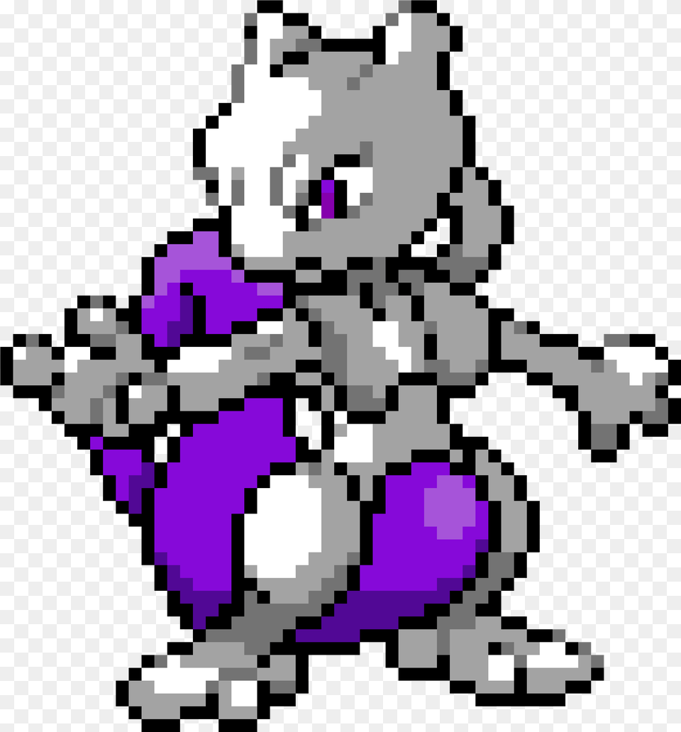 Mewtwo Pixel Art Clipart Pixel Art Minecraft Pokemon, Purple Free Png Download