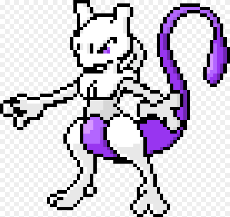 Mewtwo Pokemon Mewtwo Pixel Art, Purple, Qr Code Png Image