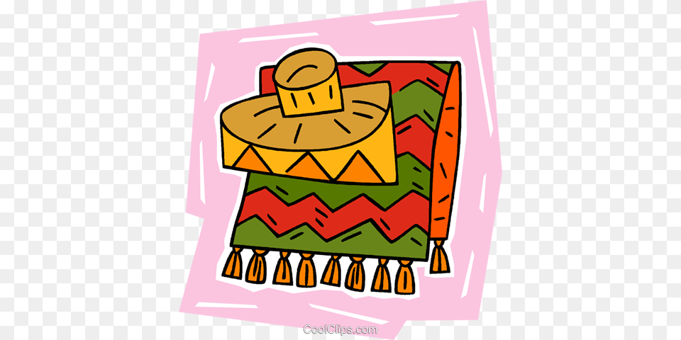 Mexican Blanket With Hat Royalty Vector Clip Art Illustration, Clothing, Dynamite, Weapon, Sombrero Free Png Download