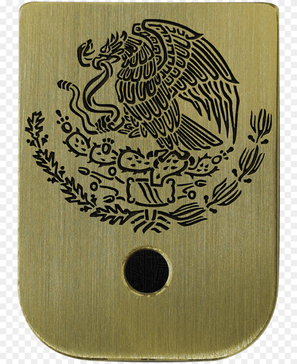 Mexican Eagle Brass Brushed Finish Mag Plate Mexican Independence Day Artwork, Animal, Bird, Skateboard, Text Png Image