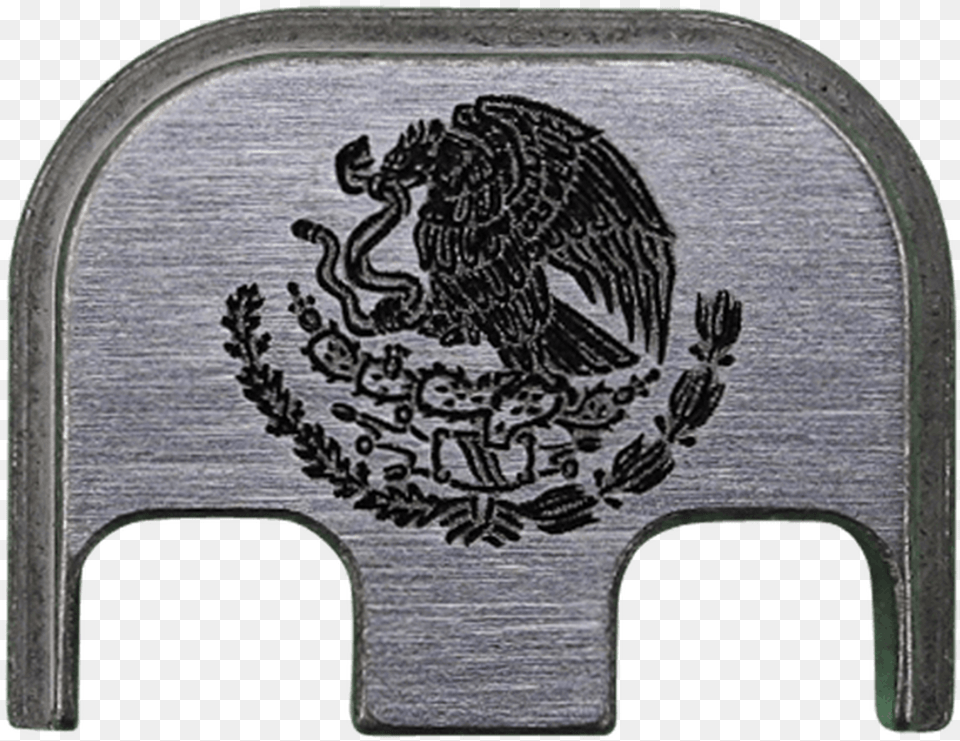 Mexican Eagle Titanium Brushed Finish Back Plate Gold Mexican Coat Of Arms, Accessories, Buckle, Emblem, Symbol Png Image