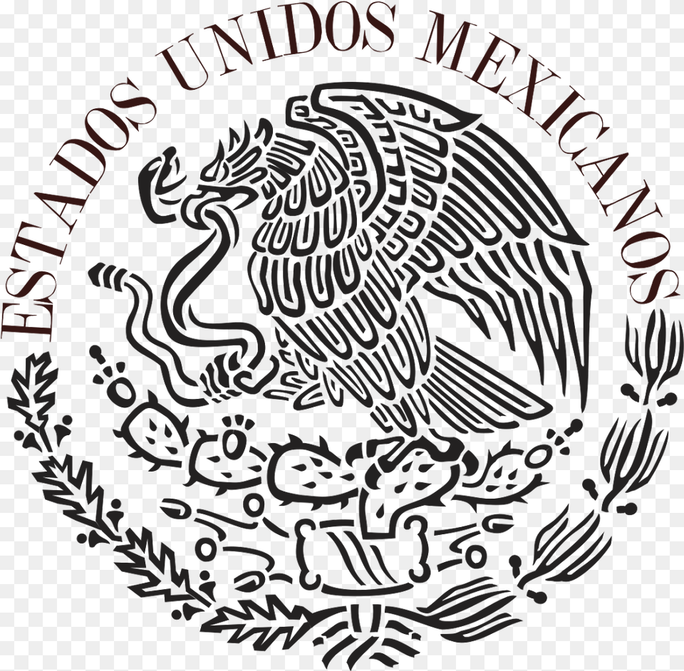 Mexican Flag Eagle Black And White, Emblem, Symbol, Logo Free Transparent Png