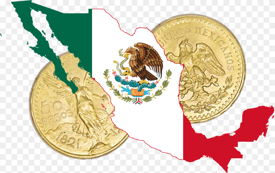 Mexican Flag In Country, Gold, Animal, Bird, Adult Free Png Download