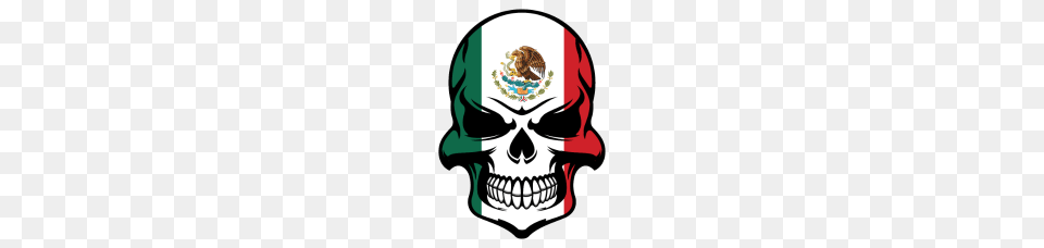 Mexican Flag Skull Cool Day Of The Dead Skull, Emblem, Symbol, Person Png