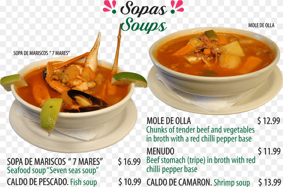 Mexican Food I Duendin Menu Huarache Azteca Bowl, Curry, Dish, Meal, Soup Bowl Free Png Download