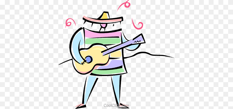 Mexican Guitar Player Royalty Vector Clip Art Illustration, Person, Musical Instrument Free Png
