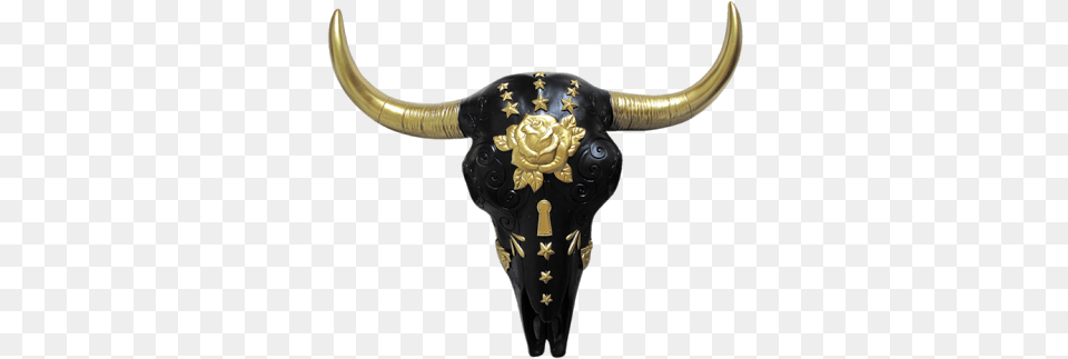 Mexican Hand Painted Cow Skull Statue Wall Hanging Bull, Animal, Mammal, Cattle, Livestock Free Transparent Png