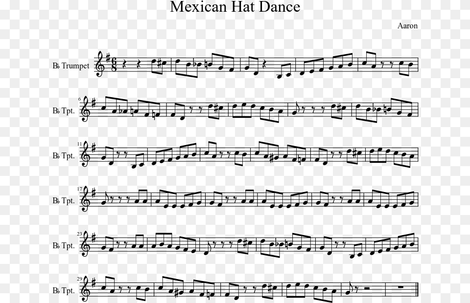 Mexican Hat Dance Sheet Music Composed By Aaron 1 Of Mexican Hat Dance Trumpet, Gray Png