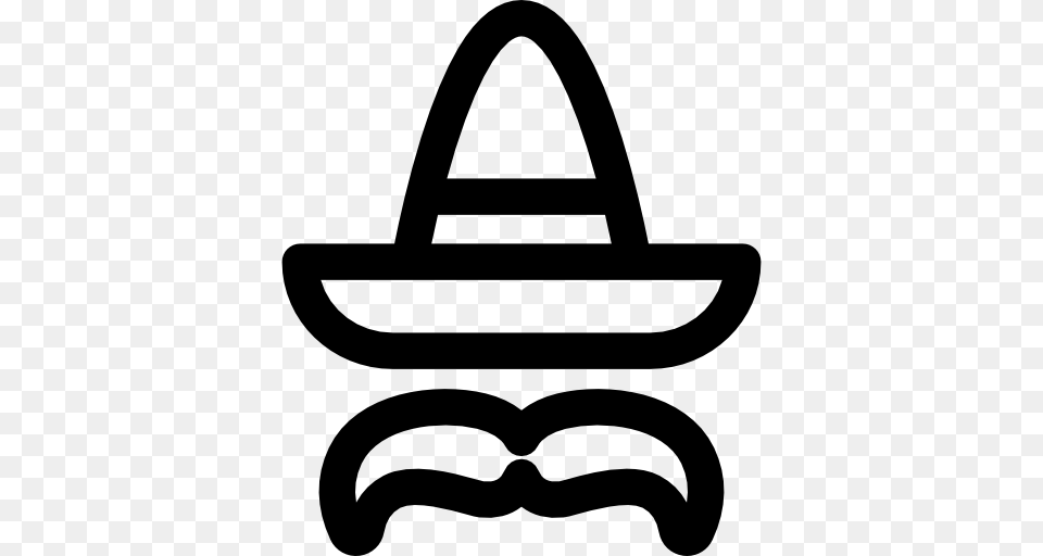 Mexican Hat Mariachi Fashion Moustache Traditional Icon, Clothing, Stencil, Plant, Lawn Mower Free Png