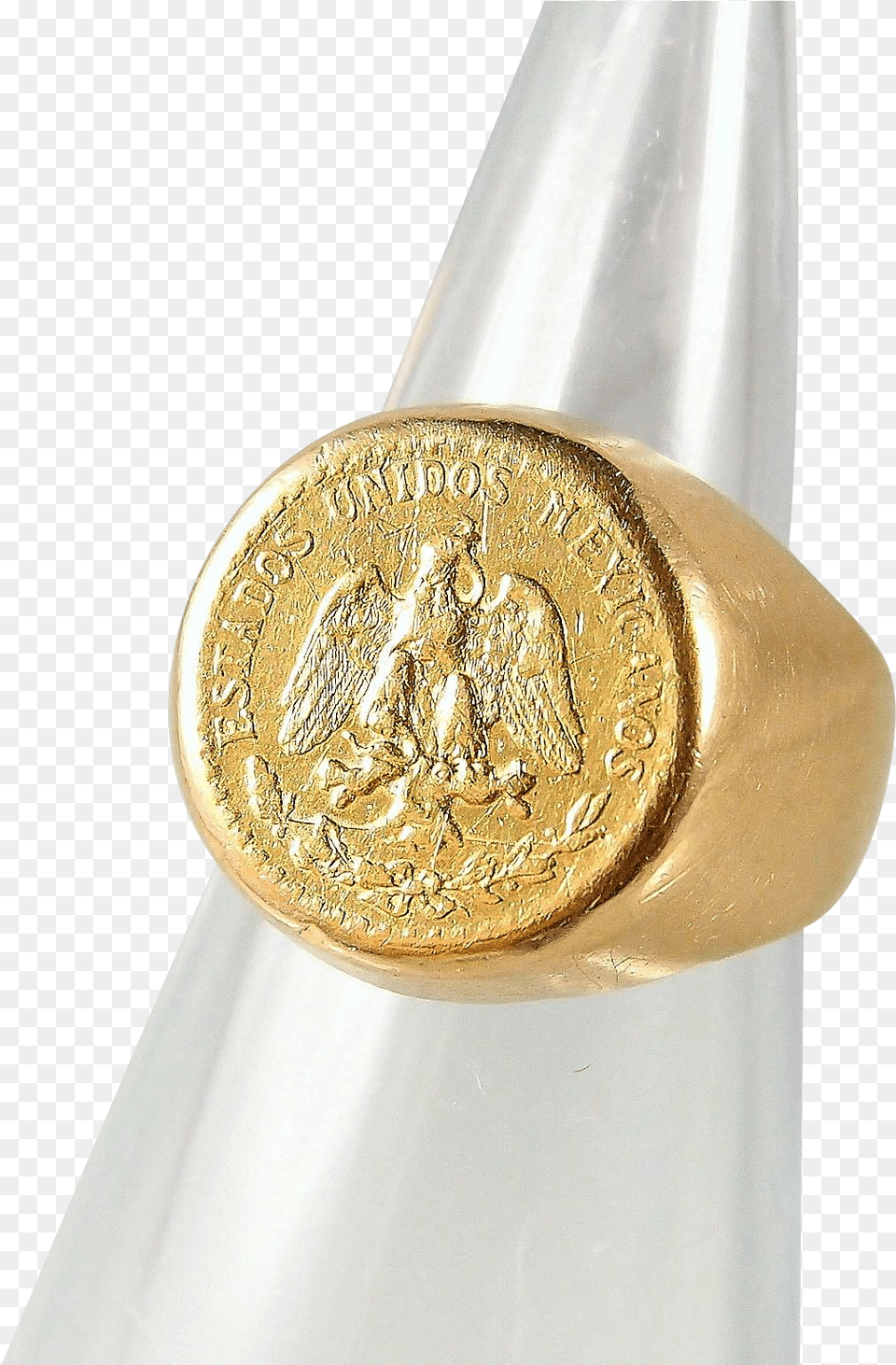 Mexican Pesos 900 Mil Gold Coin Ring Set On A 14k Solid, Bronze, Wax Seal Free Transparent Png