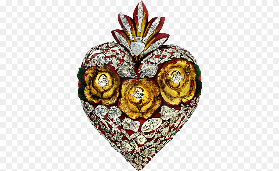 Mexican Sacred Heart Cutout Art Corazones Oaxaca Hojalata, Accessories, Jewelry, Brooch Png