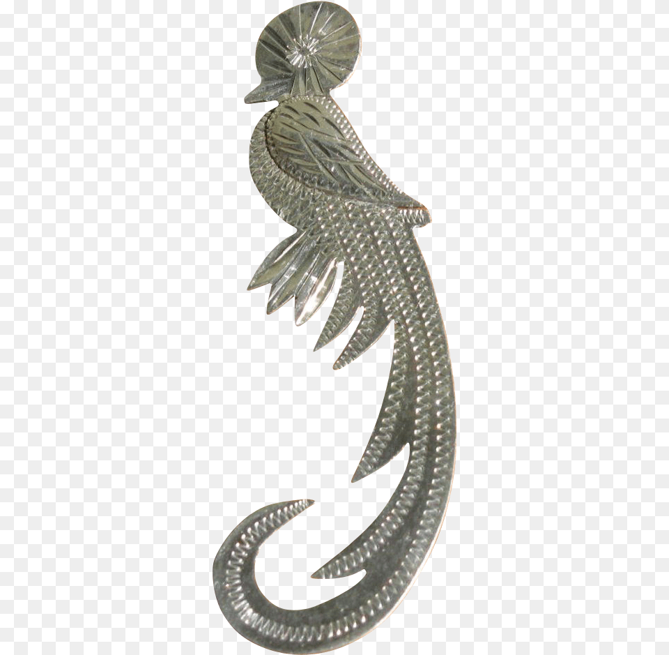 Mexican Silver Quetzal Bird Brooch Decorative, Accessories, Earring, Jewelry Png