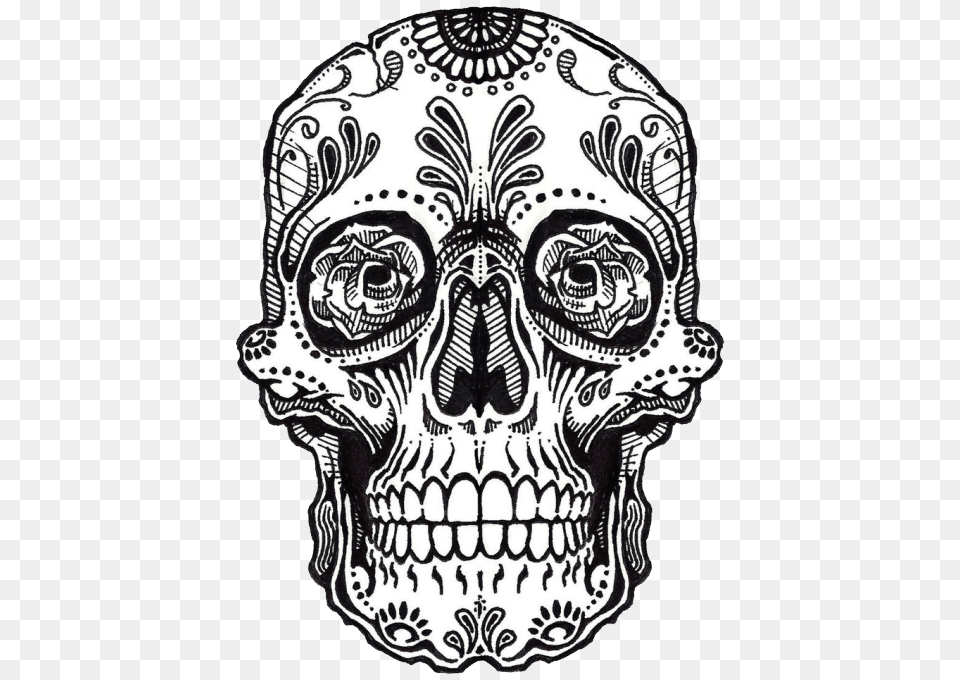 Mexican Skull Art Tumblr For Kids Cute Sugar Skull Designs, Doodle, Drawing, Person Free Png Download
