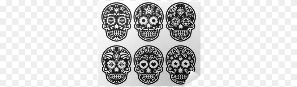 Mexican Sugar Skull Dia De Los Muertos Black Icons Sugar Skull Decoration For Drawing, Art, Doodle, Pattern Free Png