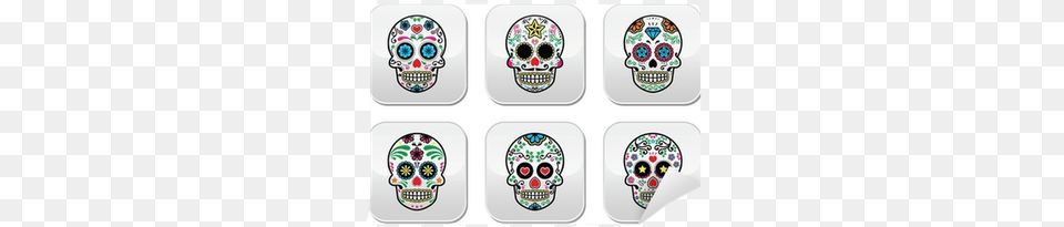 Mexican Sugar Skull Dia De Los Muertos Buttons Set Jolly Coroner A Picaresque Novel Book, Art, Graphics, Sticker, Collage Free Png