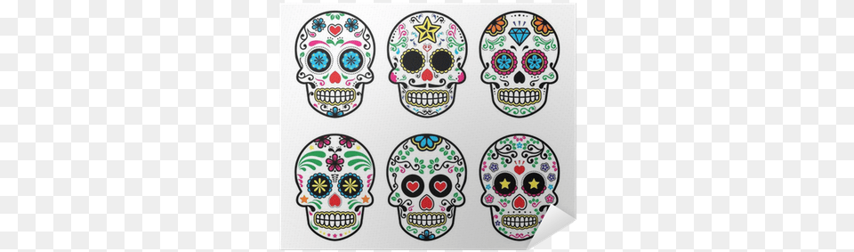 Mexican Sugar Skull Dia De Los Muertos Icons Set On Dia De Los Muertos Skeletons Clipart, Art, Doodle, Drawing, Pattern Free Transparent Png