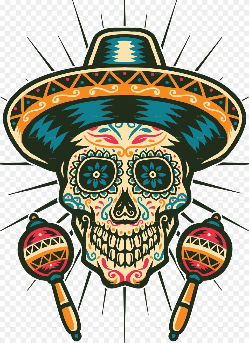 Mexican Sugar Skull Mexican Sugar Skull, Hat, Clothing, Sombrero, Art Png