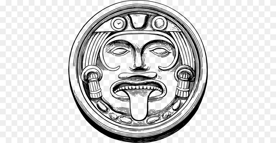 Mexican Sun Stone Face, Gray Png Image
