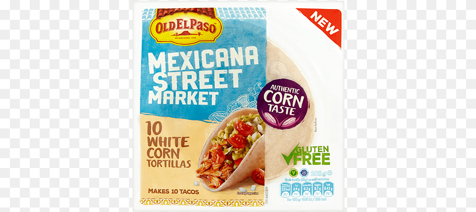 Mexicana Street Market White Corn Tortillas Old El Paso Corn Tortilla, Food, Hot Dog, Taco, Advertisement Free Transparent Png