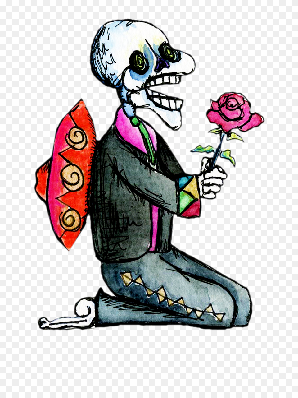Mexico Day Of The Dead Dancer Mariachi Skeleton Hand Drawn Clip, Book, Comics, Publication, Art Free Transparent Png