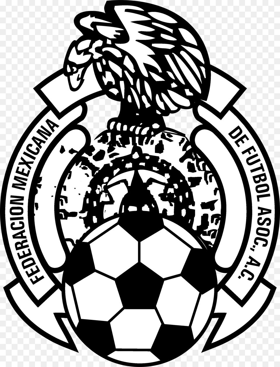Mexico Logo Black And White, Ball, Football, Sport, Soccer Png Image